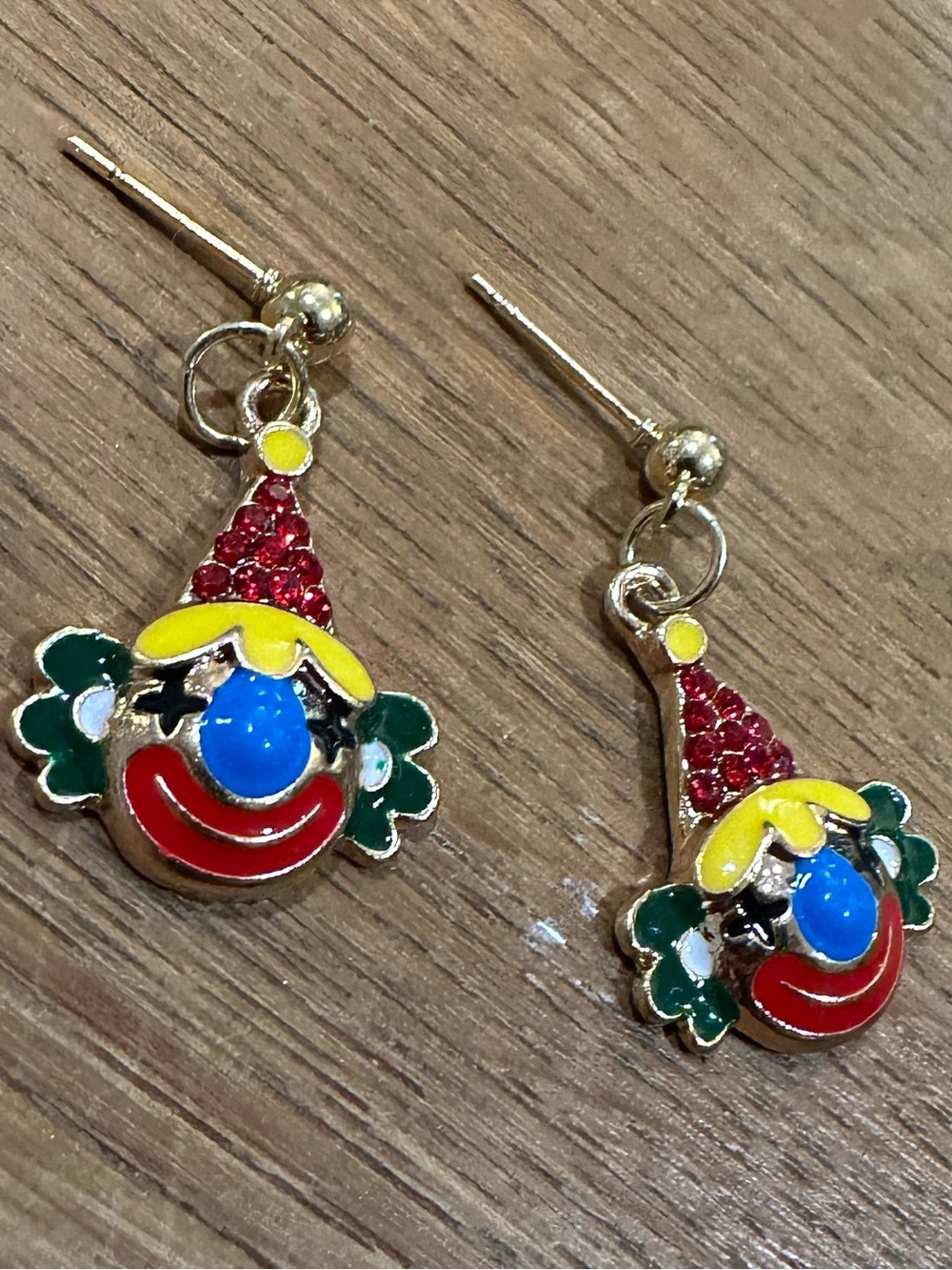 Colorful Clown Face Drop Earrings - Red, Blue, Yellow, Green